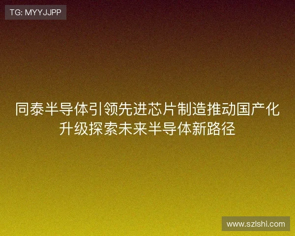 同泰半导体引领先进芯片制造推动国产化升级探索未来半导体新路径
